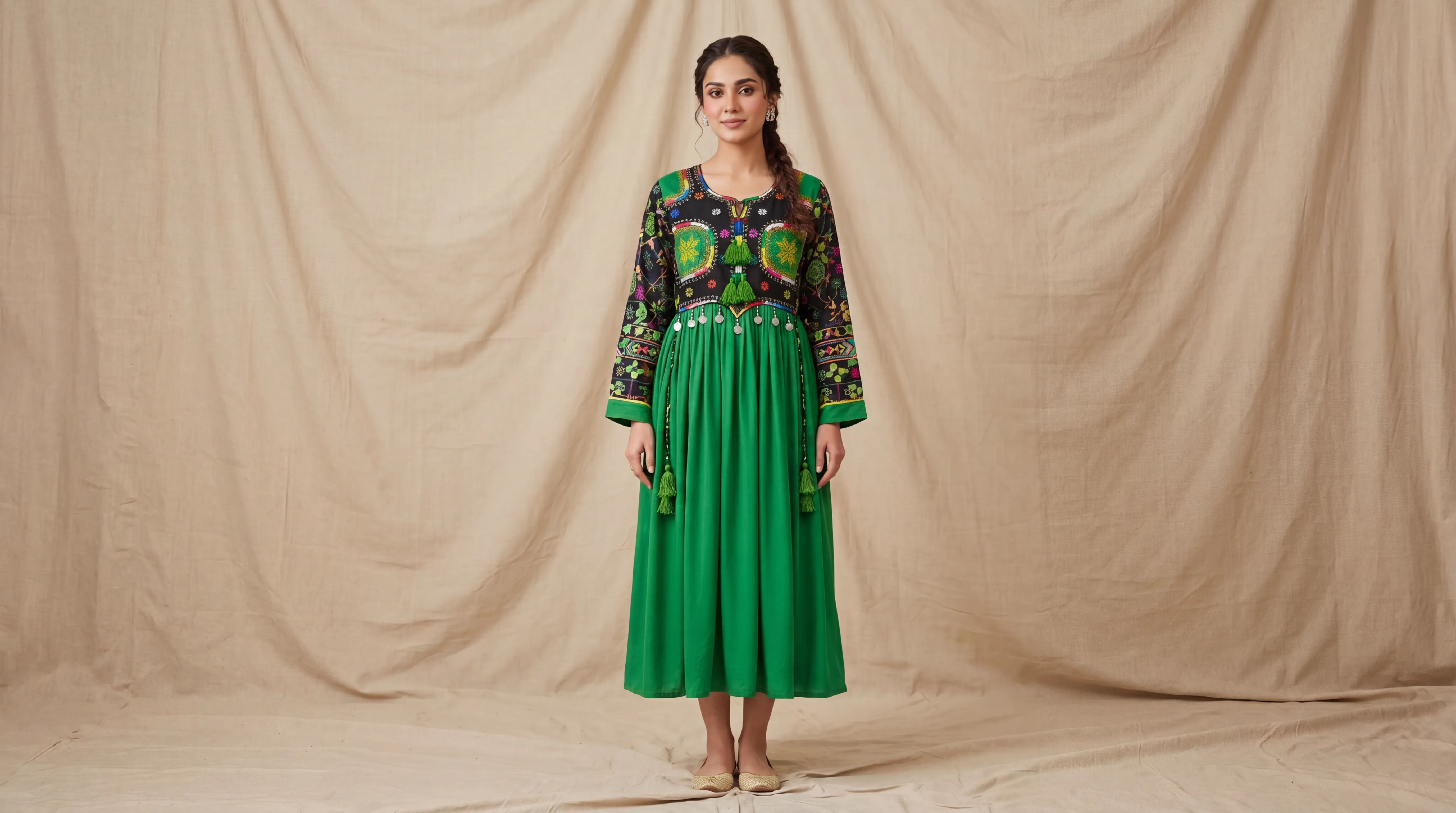 Shamama Emerald Kuchi Afghan dress